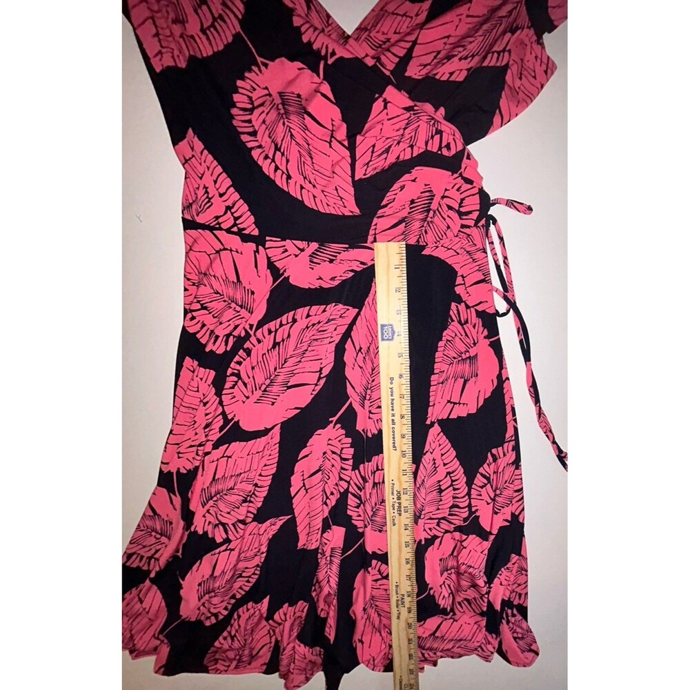 Women's Maggy London Blue & Coral Stretchy Tropical Floral Midi Dress Size 10 - Picture 6 of 7